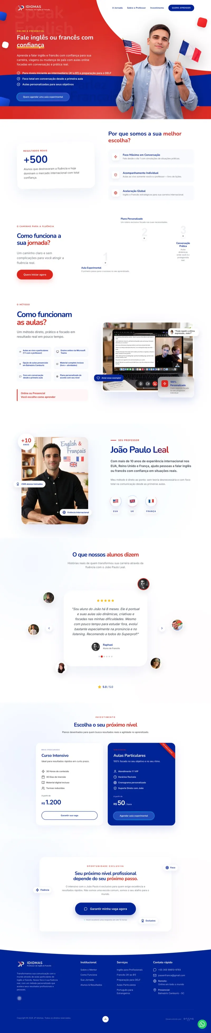 Exemplo de site para Aulas de Idiomas desenvolvido pela Orzag